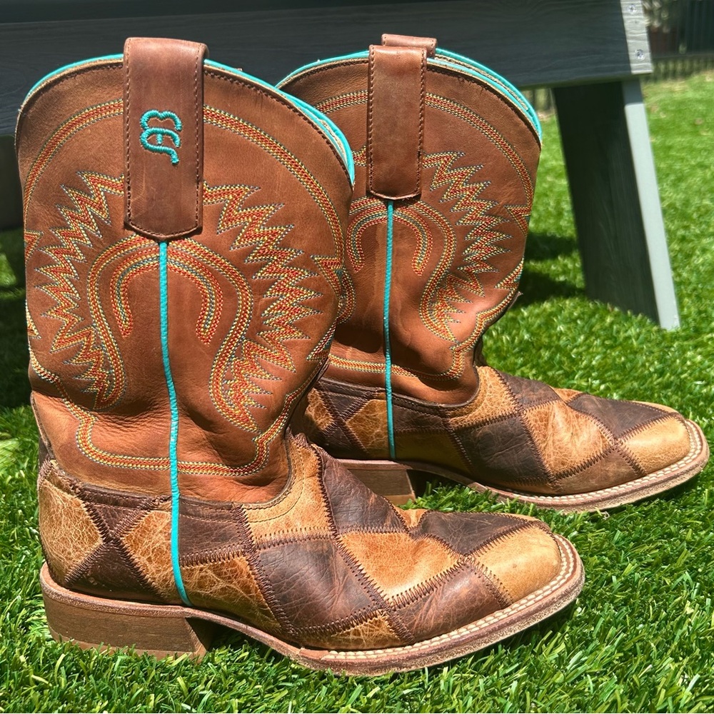 ANDERSON BEAN HORSE POWER KID'S YOUTH TRAIN PATCHWORK  BOOTS 1053 SZ 2